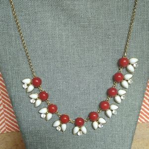 🐾 2 For $16 Red & White Gem Bling Bib Necklace